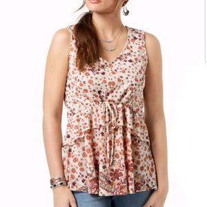 NWT Style & Co Tie waist Tier floral paisley tank